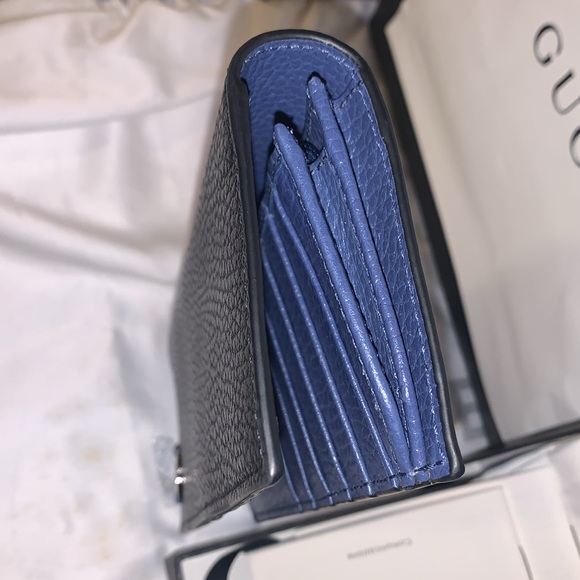 EUC Gucci GG black long bifold wallet with blue interior - Picture 6 of 12